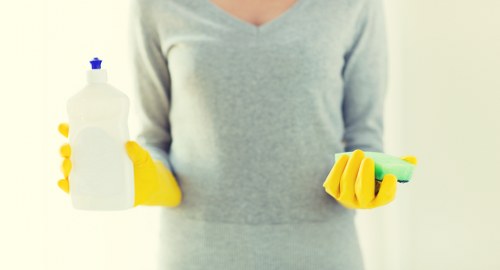Cleaning professional preparing a service appointment for a UK customer